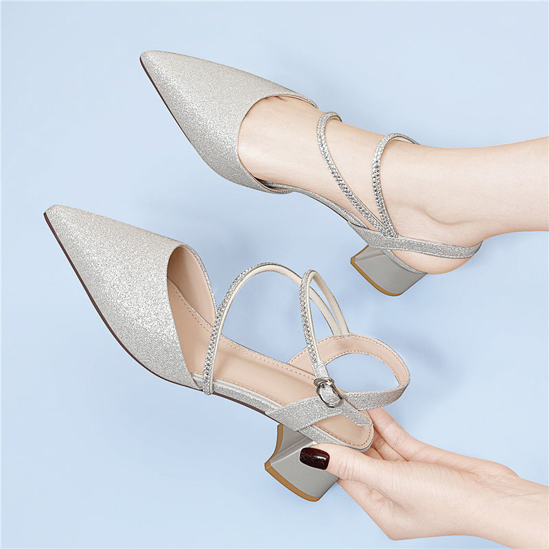 Damen Elegante und funkelnde Absatzschuhe mit raffiniertem Riemen von EB