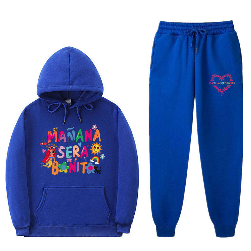 Damen Sweatshirt- und Jogginghose-Set mit buntem Aufdruck EB