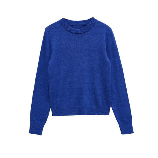 Damen gemütlicher Rundhals-Pullover aus hochwertiger Baumwolle EB