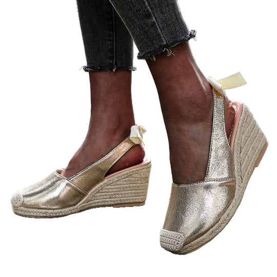 Damen Wedge-Sandaletten mit eleganter Schleifenapplikation EB