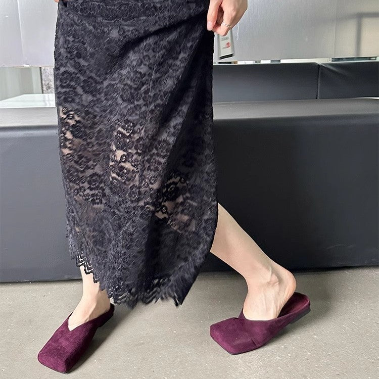 Damen Mokassins mit modernen V-Ausschnitten und weichem Velours EB