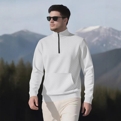 Herren Sweatpullover mit Stehkragen und praktischen Taschen EB