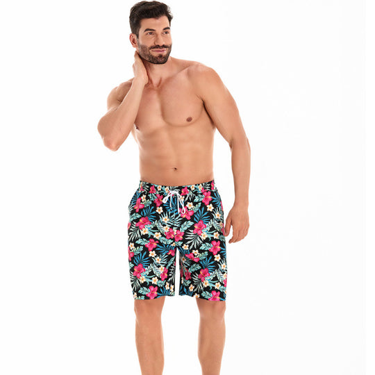 Herren Badeshorts mit floralem Muster und elastischem Bund EB
