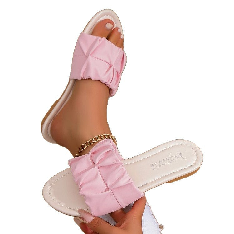 Damen Komfortable Riemchen-Sandalen mit modischem Falten-Design EB
