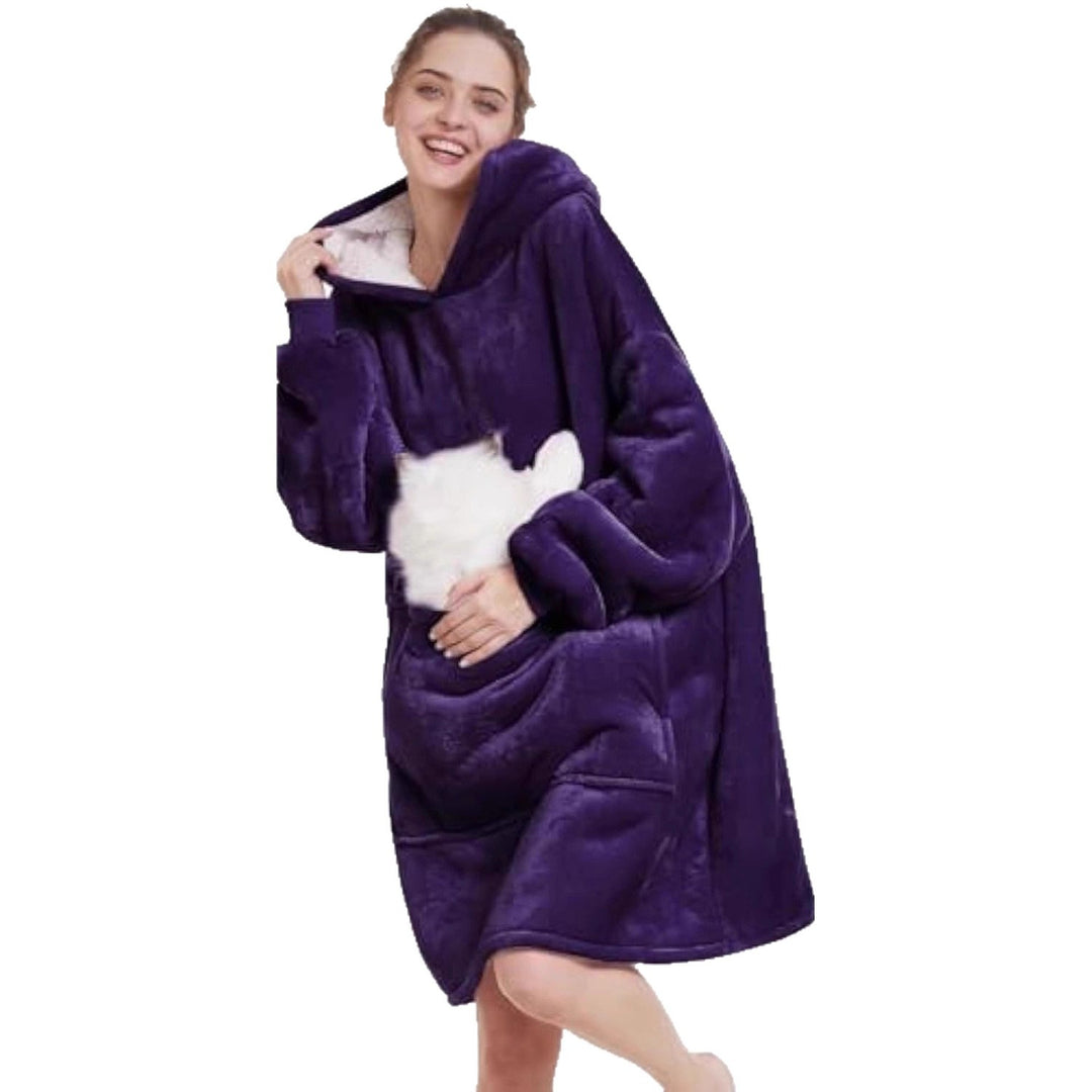 Damen Oversize Kapuzen-Kuscheldecke aus Mikrofaser mit Sherpa-Futter EB