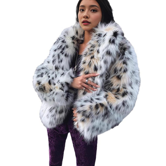 Damen Fluffy Kunstfell Jacket EB