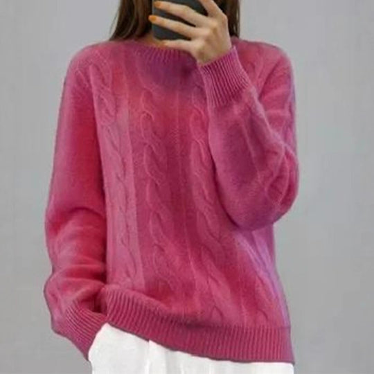 Damen Kuscheliger Zopfmuster-Feinstrickpullover mit legerer Passform EB