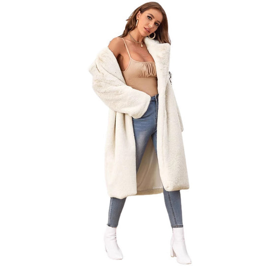 Damen Flauschiger Longblazer aus Kunstfell EB