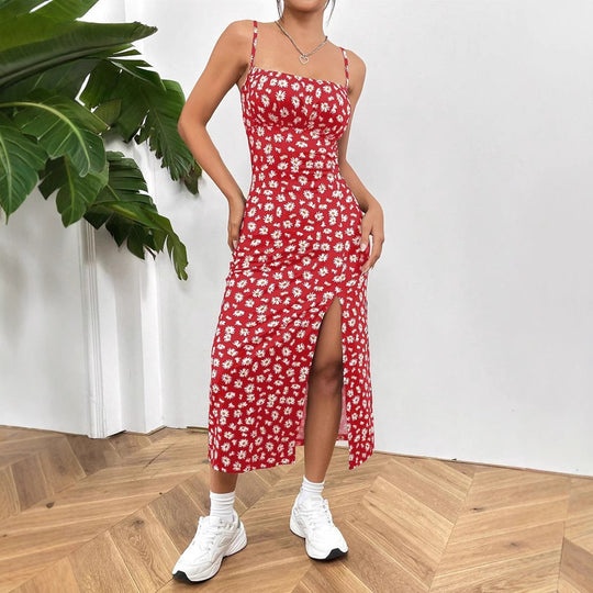 Damen figurbetontes Midikleid mit Raffung und Schlitz EB