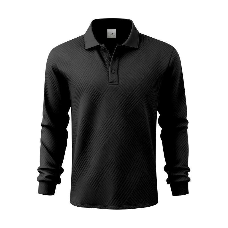 Herren nan langärmeliges Poloshirt aus strukturiertem Jacquardstrick EB