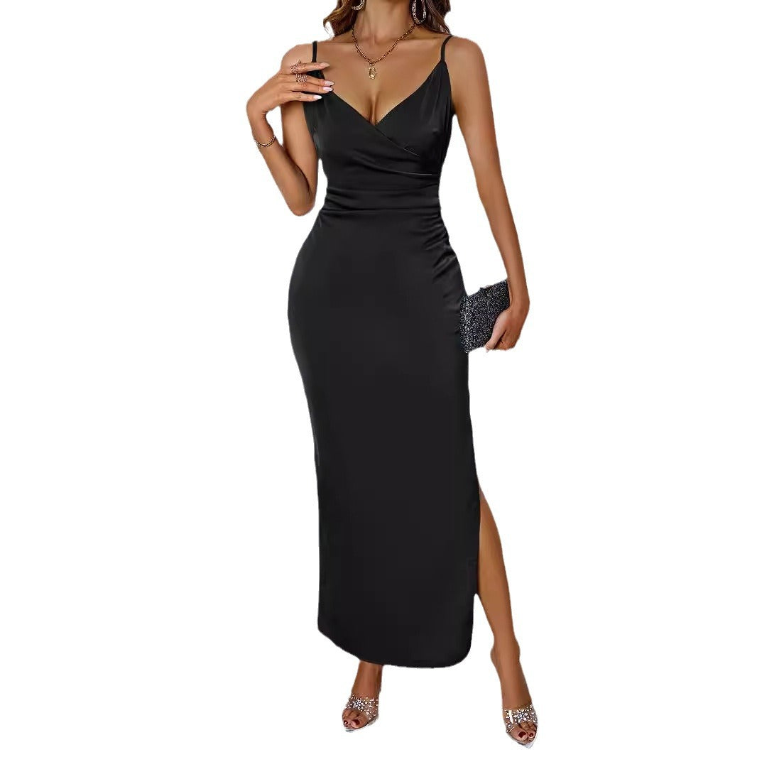 Damen Maxikleid mit schickem Wickel-Design und elegantem Schlitz EB