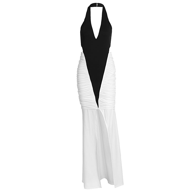 Damen Elegantes und figurbetontes Maxikleid mit Schlitz und Raffungen EB