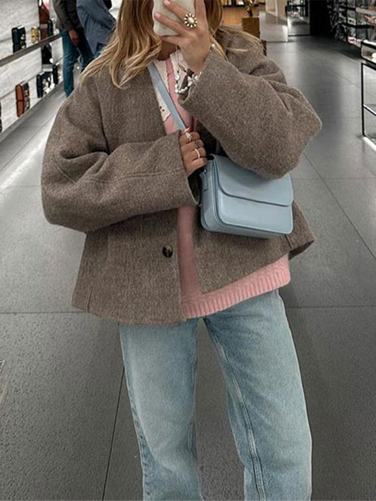 Damen lässige Wildlederjacke mit oversized Schnitt EB