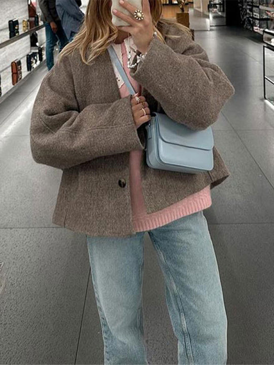 Damen lässige Wildlederjacke mit oversized Schnitt EB