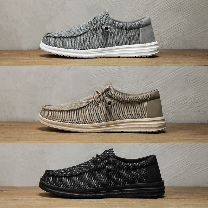 Herren atmungsaktive Mokassin‑Slipper aus Strick mit Memory‑Fußbett und rutschfester EVA‑Laufsohle EB