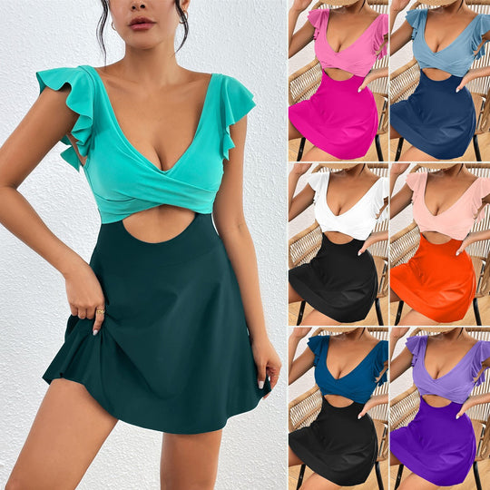Damen Schwimmanzug mit voluminösen Rüschendetails EB