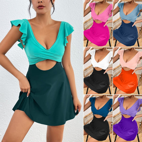 Damen Schwimmanzug mit voluminösen Rüschendetails EB