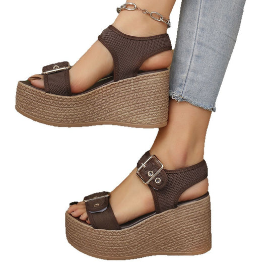 Damen Plattform-Sandalen aus atmungsaktivem Material EB