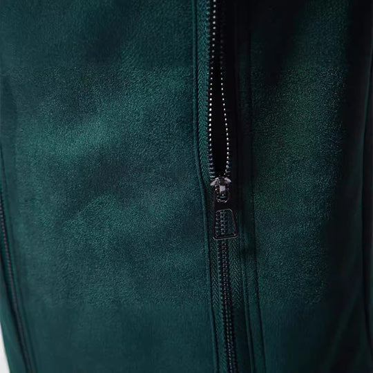 Herren nan Velourslederjacke mit Stehkragen, schmaler Passform und Reißverschlusstaschen EB