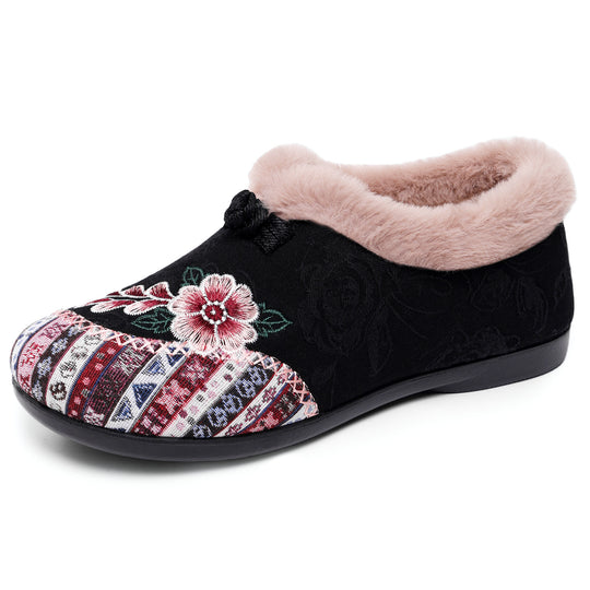 Damen Kuschelige Hausschuhe mit floralem Design EB