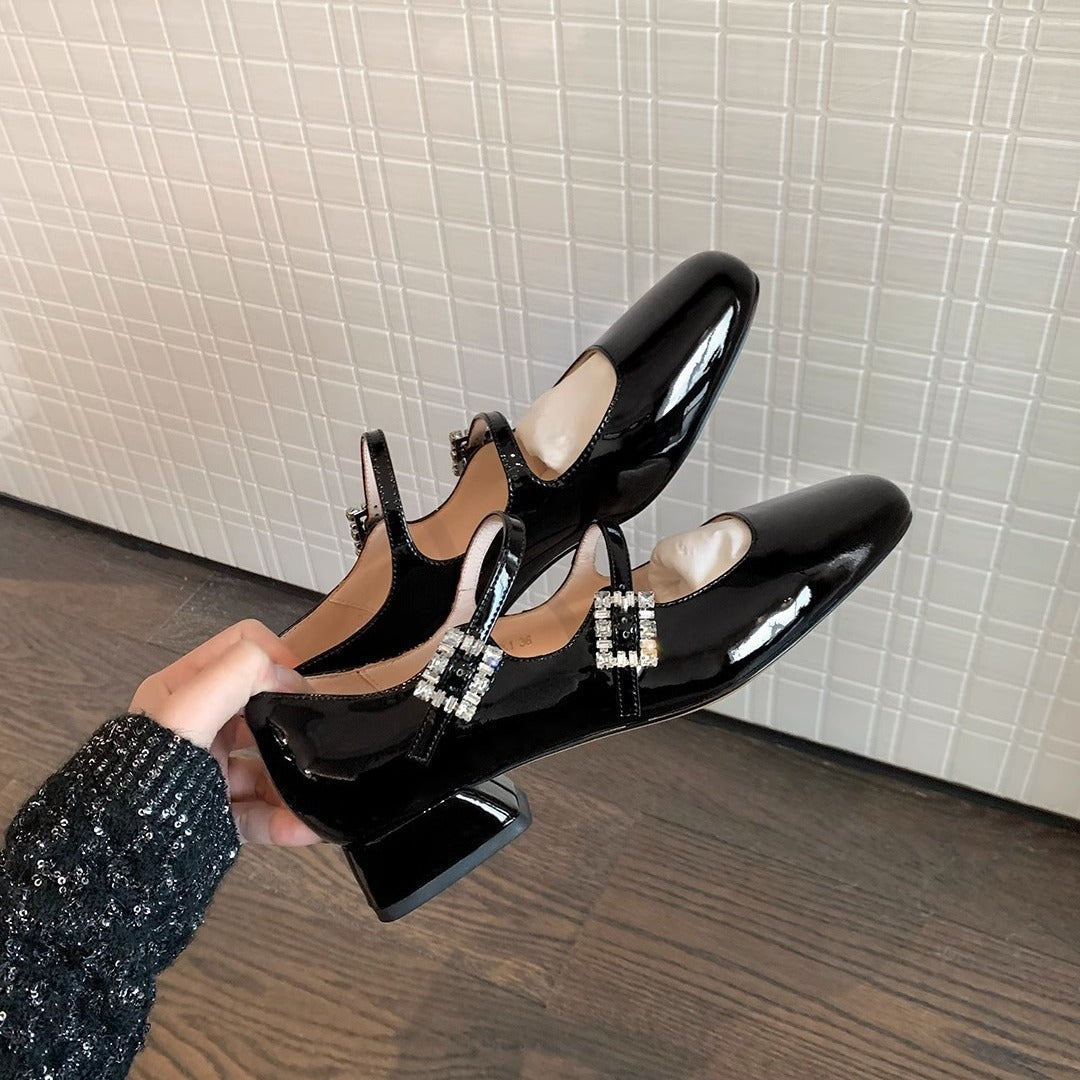 Damen elegante Slingback-Ballerinas mit funkelnden Schnallen EB