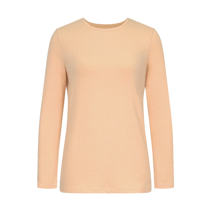 Damen Langarm-T-Shirt aus hochwertiger Baumwolle mit Rundhalsausschnitt EB