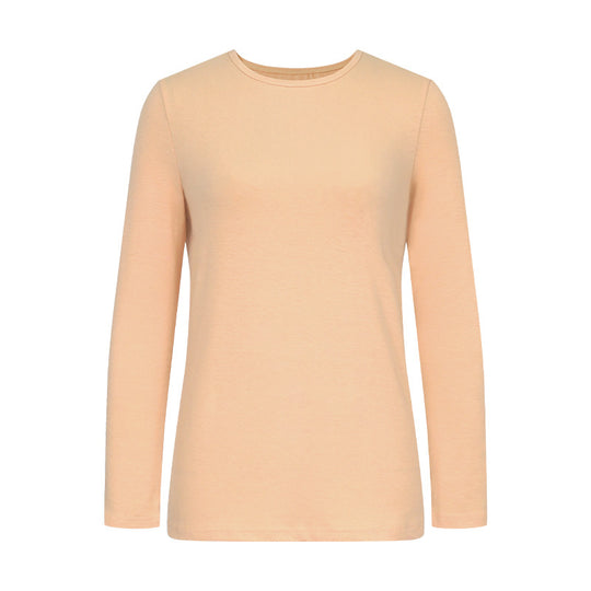 Damen Langarm-T-Shirt aus hochwertiger Baumwolle mit Rundhalsausschnitt EB