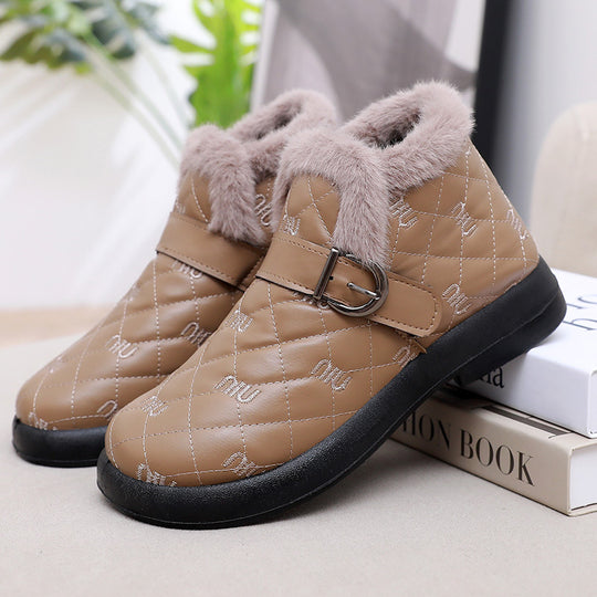 Damen Warme Fleecegefütterte Stiefeletten mit dekorativem Schnallenverschluss EB