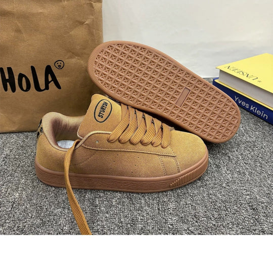 Damen modische Sneaker mit luxuriösem Veloursleder und komfortabler Dämpfung EB
