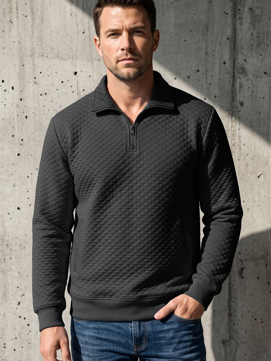 Herren Stepppullover mit Troyerkragen und Halbzip EB