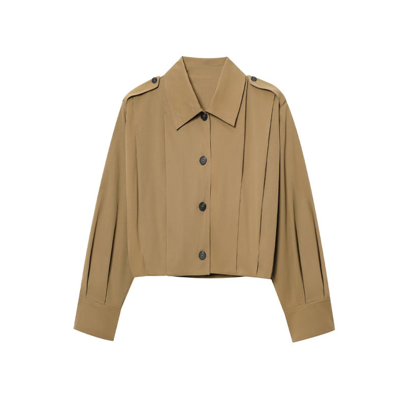 Damen cropped Jacke mit dekorativen Knopfdetails und eleganter Schnittführung EB