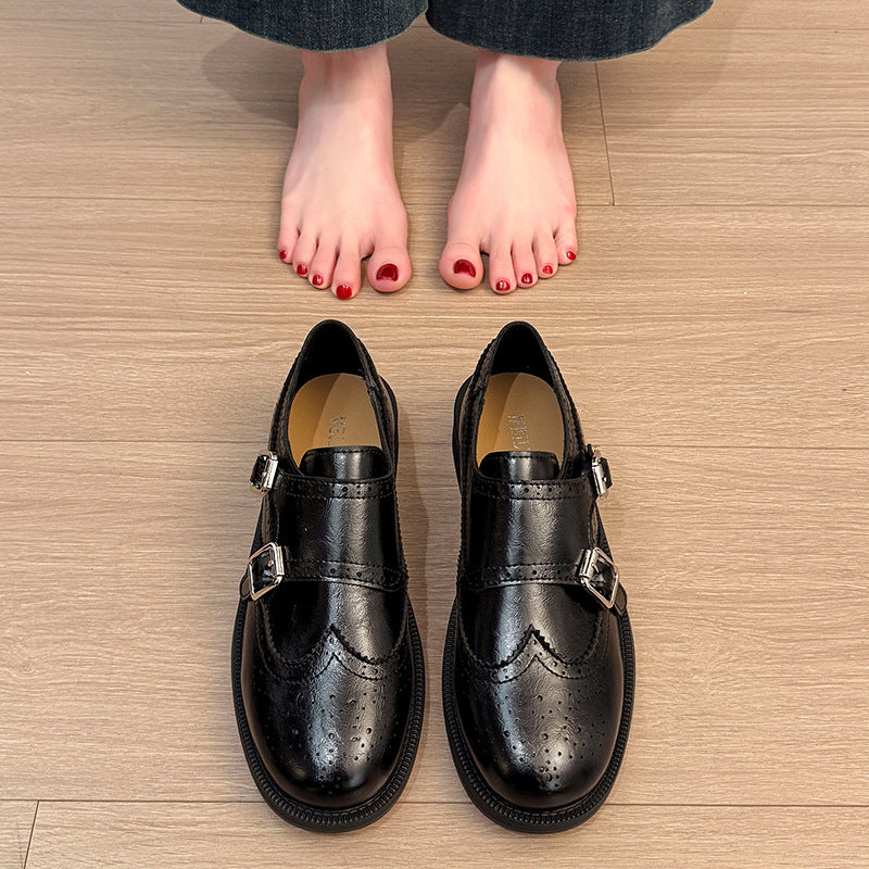 Damen verspielte Schnürschuhe mit doppeltem Riemen und ausgefallenem Design EB