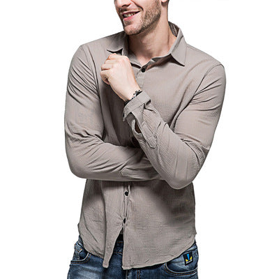 Herren lässiges Langarmhemd aus Leinenmix EB