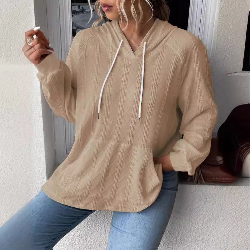 Damen Kapuzenpullover mit strukturiertem Muster und praktischer Kängurutasche EB