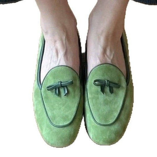 Damen Mokassins mit raffinierten Schleifenapplikationen und weichem Veloursleder EB
