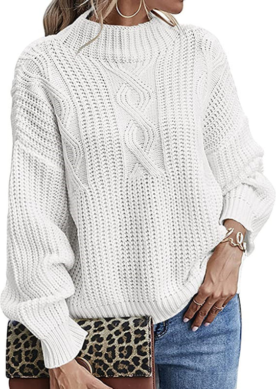 Damen Strickpullover mit elegantem Zopfdesign und modernem Schnitt EB