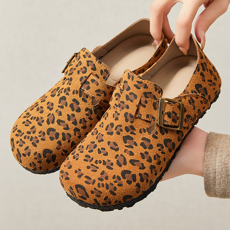 Damen Komfortable Clogs mit modischem Leopardenmuster EB