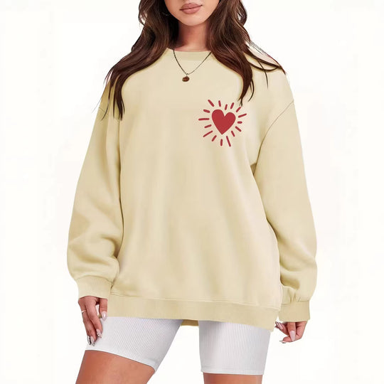 Damen Sweatshirt mit lässigem Herzmotiv und übergroßem Schnitt EB