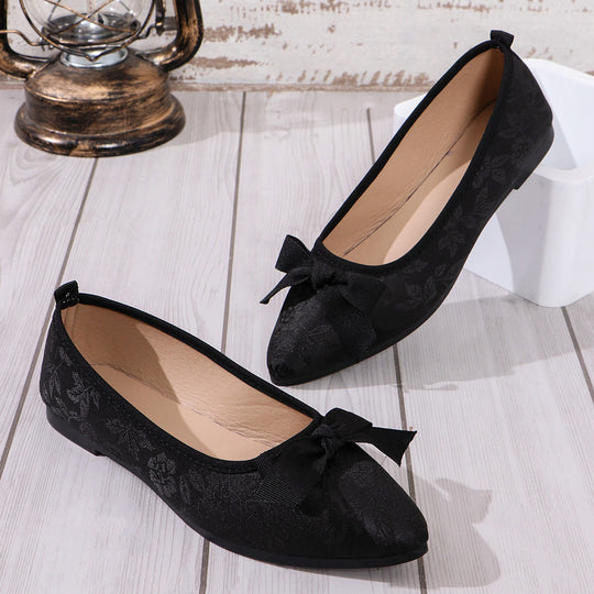 Damen Ballerinas mit floralem Muster und Schleifenverzierung EB