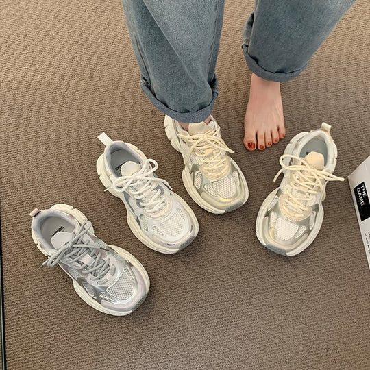 Damen sportive Sneakers mit atmungsaktiver Mesh-Oberfläche und weicher Dämpfung EB