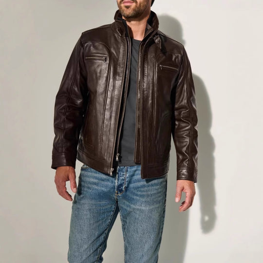 Herren lässige jacke mit modernem Stehkragen und vielseitigen Taschen EB