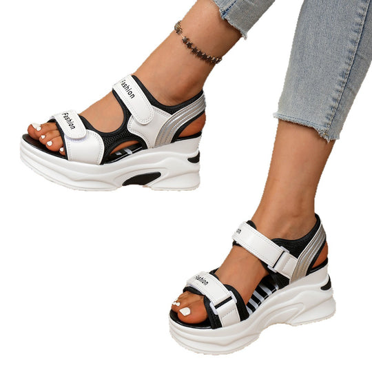 Damen Sportliche Wedge-Sandalen mit verstellbarem Riemendesign und dämpfender Sohle EB
