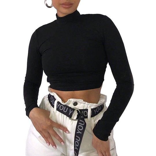 Damen figurbetontes Cropped-Longsleeve mit Stehkragen und Sculpting-Passform Eichborn Berlin