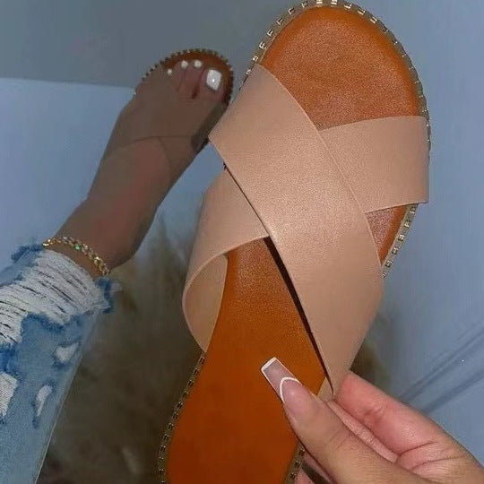 Damen modische transparente Riemchen-Sandalen mit stylischem Komfort EB