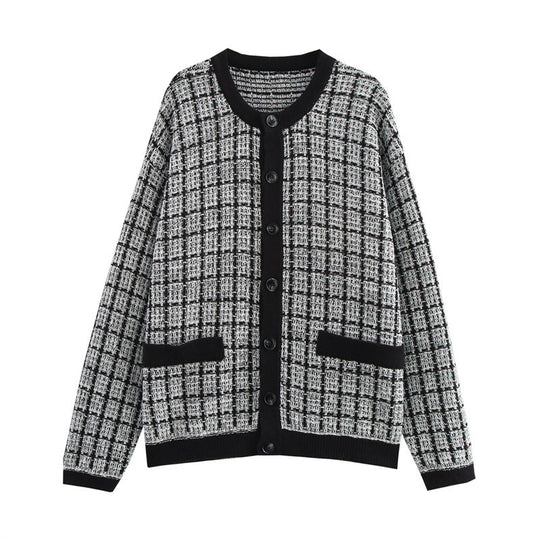 Damen Strickjacke im klassischen Karomuster EB