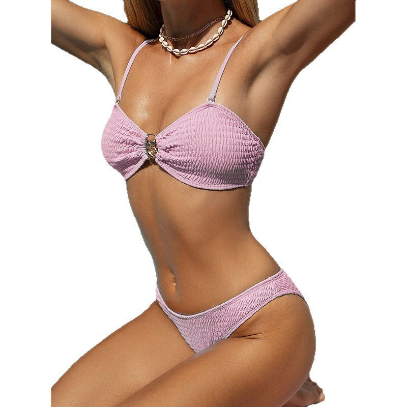 Damen Bandeau-Bikini mit raffiniertem Raffung-Design EB