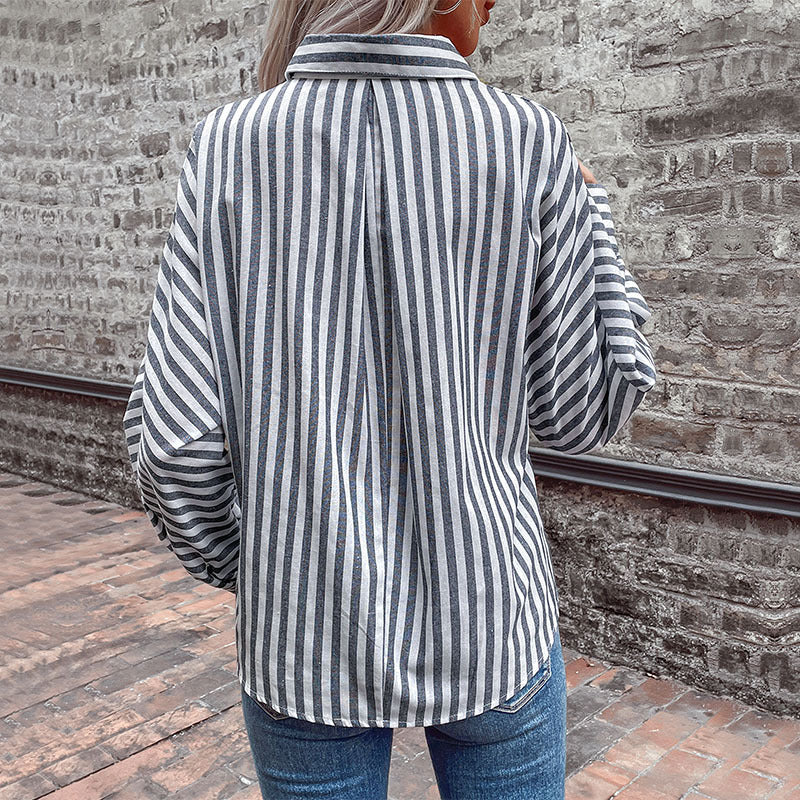 Damen Krawattenhemd mit gestreiftem Design EB