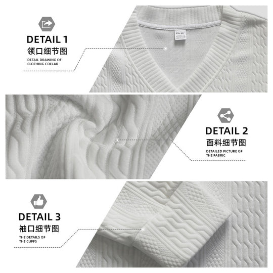 Herren nan Oversize Zopfmuster-Longpullover mit tiefem V-Ausschnitt und passender Strickhose EB
