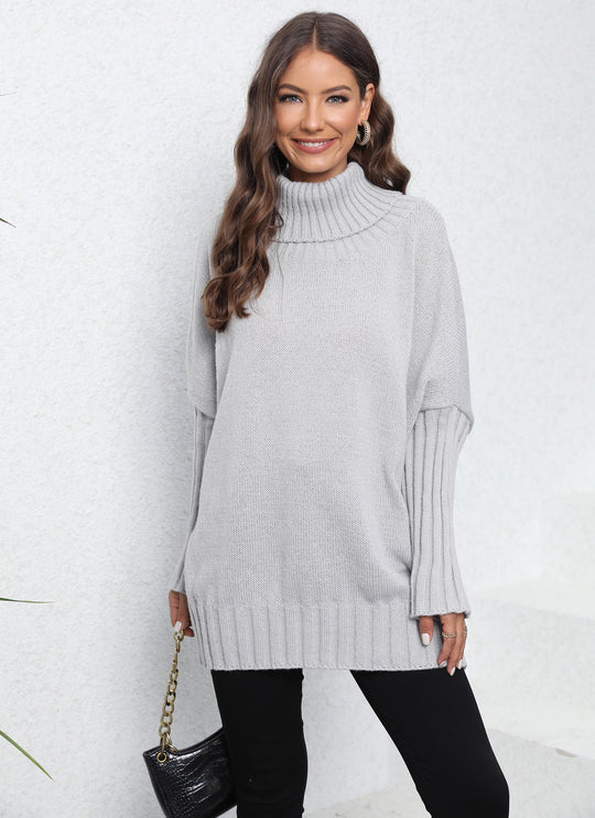 Damen Oversize Rollkragenpullover mit strukturiertem Strick EB