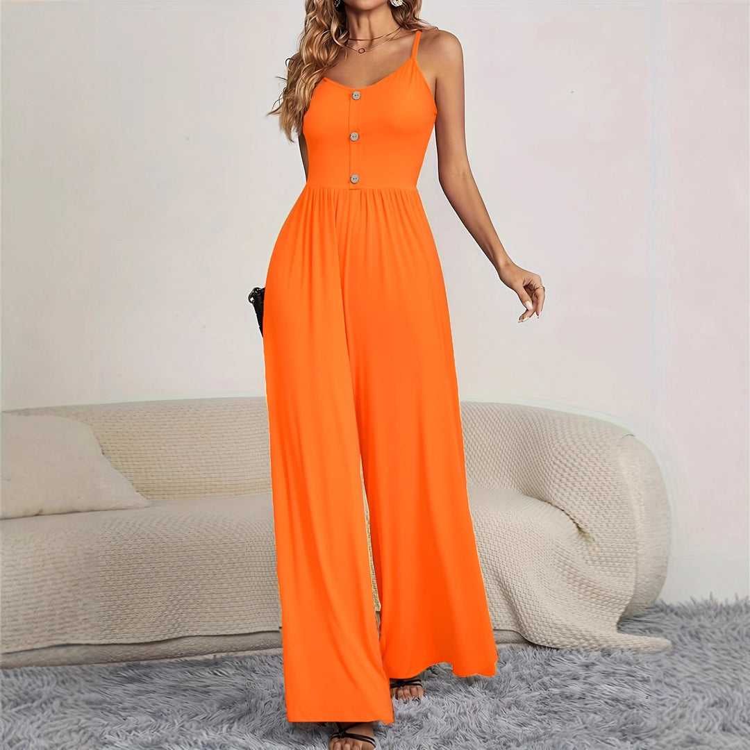Damen Jumpsuit mit knöpfbarem Oberteil und weitem Bein EB